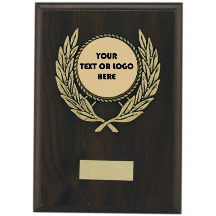 Custom Budget wooden plaque 7'' - personalised metal centre
